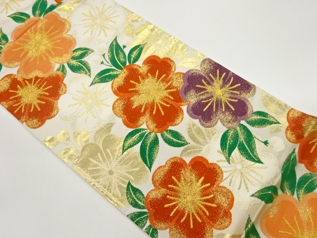 じゅらく製　桜模様織出し袋帯